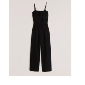Abercrombie linen blend jumpsuit black size md